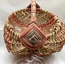 Vintage Primitive God's Eye Buttocks Butt Basket Handmade 10” x9” t70