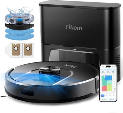 Tikom Robot Vacuum Mop 6000Pa with Self Emptying Base