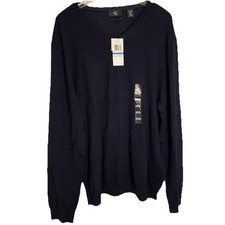 NWT Calvin Klein Mens CL Extra Fine Merino Wool Pullover Sweater Navy V Neck