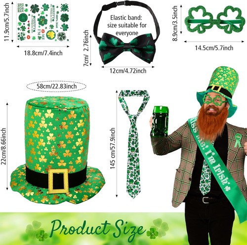 Hotop 12 Pcs St. Patrick's Day Costume Accessories Set Shamrock Glitter... - Picture 3 of 6