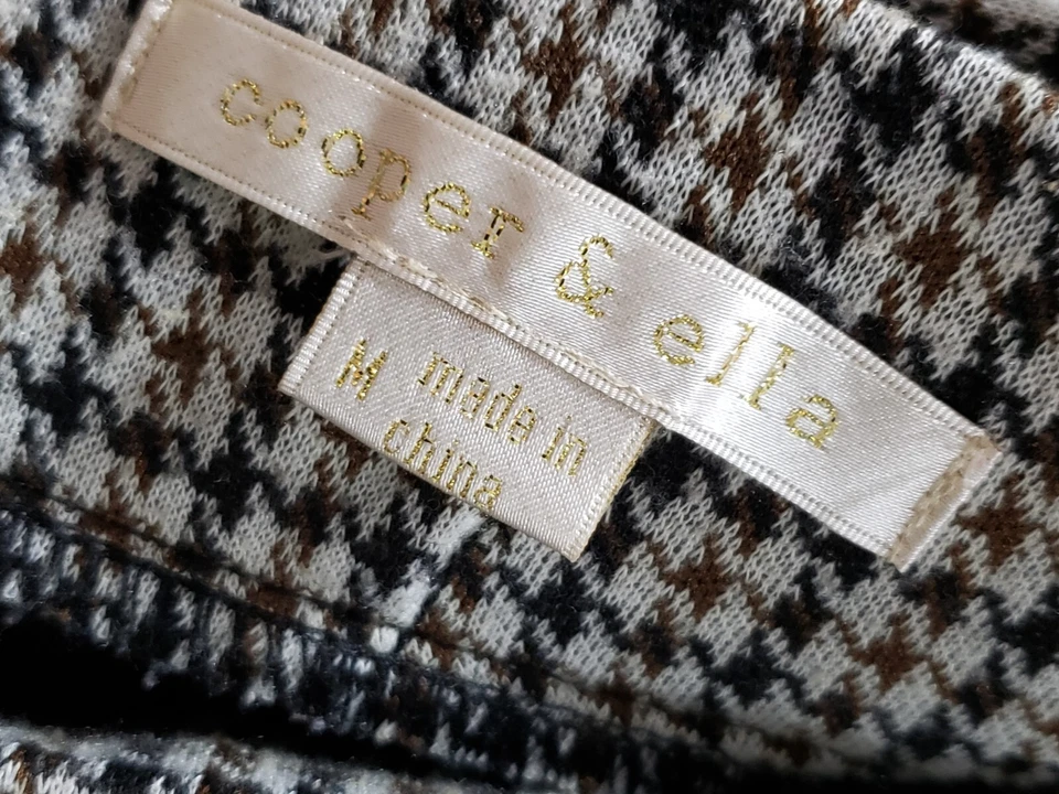 Женские черно-белые прямые брюки из полиэстера Cooper & Ella Houndstooth размер M - Изображение 3 из 4