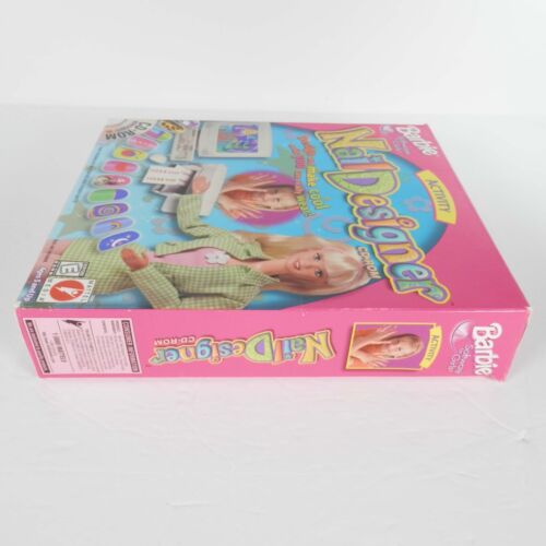 1998 Barbie Nail Designer CD Rom Windows 95 Game E Printable Nail Stickers 90s - Picture 3 of 9
