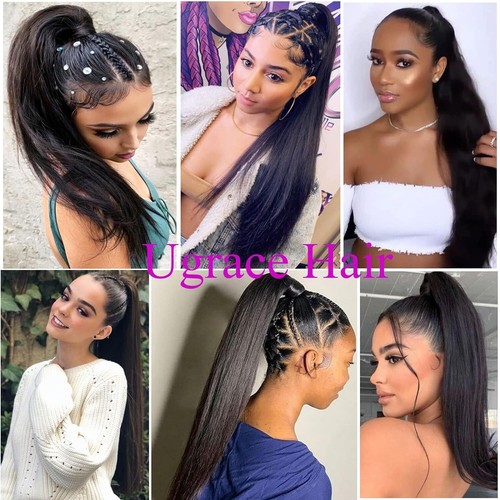 Real Human Hair Ponytail Hair Extensions Wrap Around Clip in Magic Pony Tail New - Picture 20 of 86