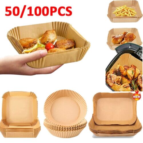 50/100X Backpapier Friteuse Heißluftfritteuse Grill Backofen für Ninja Air fryer - Bild 1 von 24