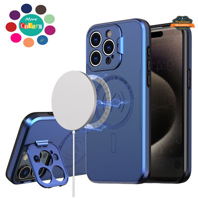 For iPhone 13 Pro Max Foldable Kickstand Camera Protector Hybrid Case Cover