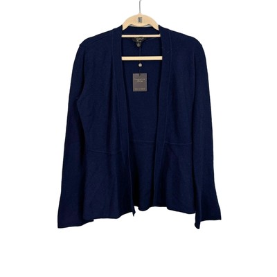 CHARTER CLUB Cardigan Womens S Cashmere Open Front Sweater Winter Blue NWT 