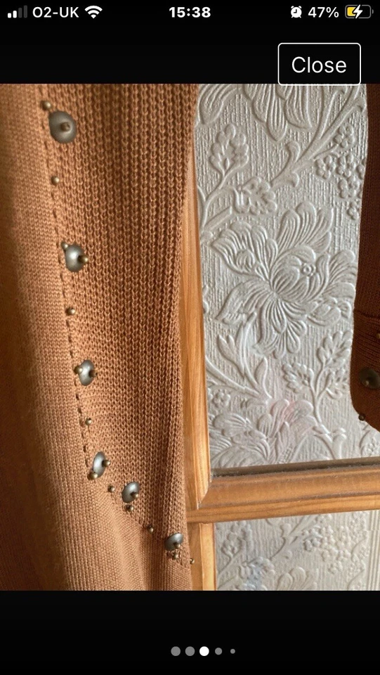 Supertrash Mujer Marrón Cuello en V Tejido Viscosa Vestido con Secuencias Metálicas Talla M Foto 3 de 4