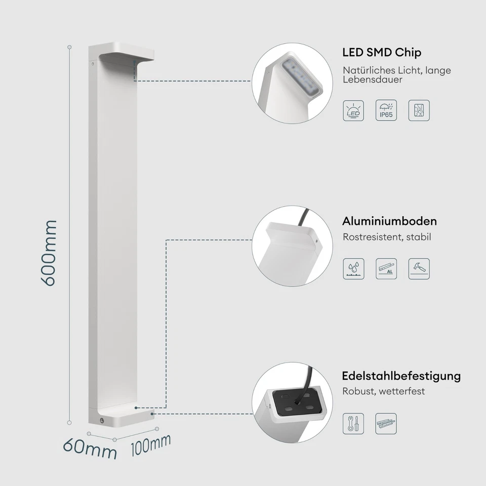 LED Außenleuchte Außenlampe Gartenlampe Gartenleuchte Wegeleuchte Standleuchte - Bild 2 von 4