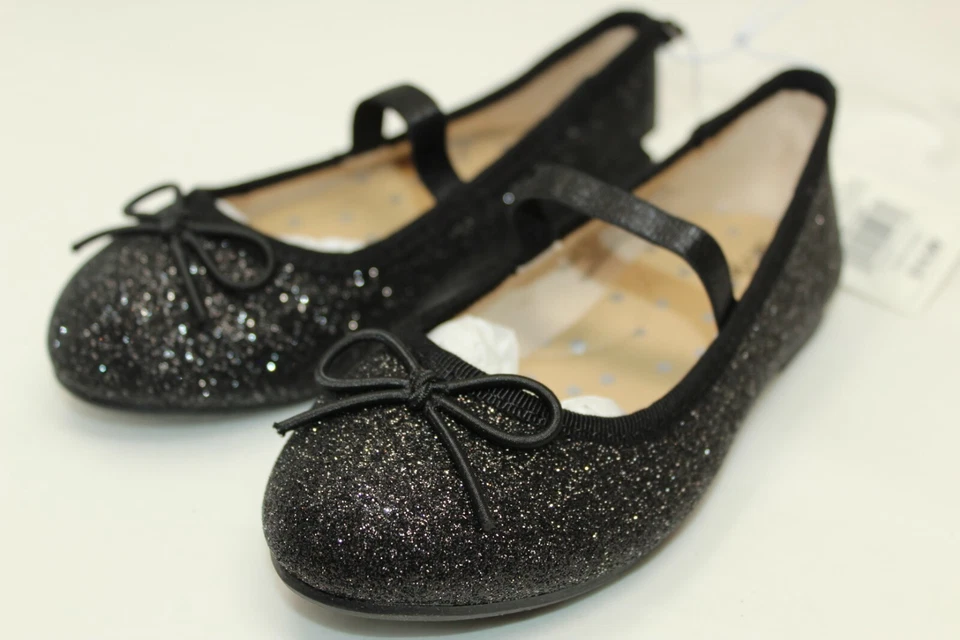 Nuevo con etiquetas Zapatos planos de ballet Cat & Jack para niñas negros brillantes sin cordones TALLA 9 Foto 2 de 4