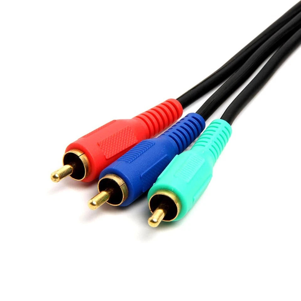 12FT 3 RCA Male to Male RGB Component Video Cable YPbPr HD TV DVD Gold Plated - Image 2 of 2