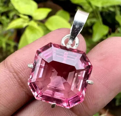 Certified Natural 30 Ct Padparadscha Sapphire 925 Silver Pendant Loose Gemstone - Picture 2 of 9