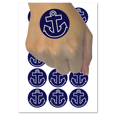Boat Anchor Nautical Outline Temporary Tattoo Water Resistant Fake Body Art Set