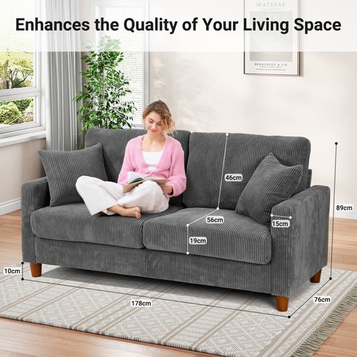 Corduroy 2/3-Sitzer-Sofa Moderne Couch Wohnzimmer Apartmentsofa Love Seat NEU DE - Bild 65 von 73