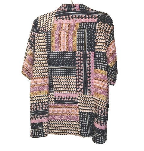 Raga Man Camp Patchwork Shirt Adult 2X Preppy Hipster Grunge Button Colorful Nwt - Picture 3 of 9