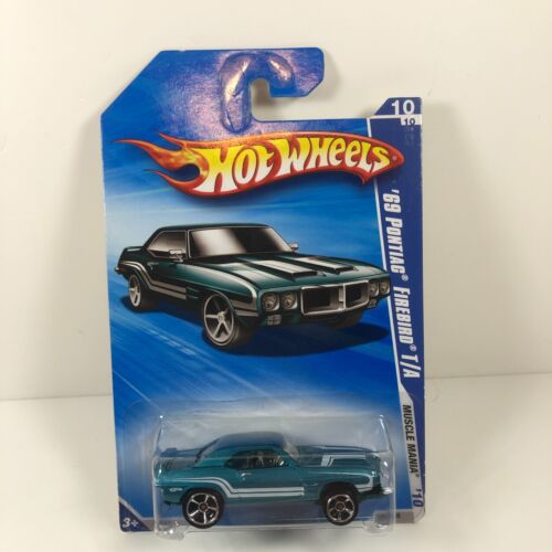 Hot Wheels - Muscle Mania #10 - Blue '69 Pontiac Firebird T/A ERROR SMALL WHEEL
