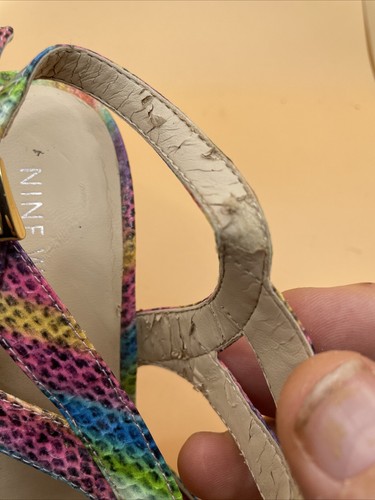 Nine West Size 8M Rainbow Open Toe Strappy Heels - Picture 6 of 13