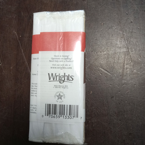Wrights Double Fold Bias Tape Extra Wide 3 YD 2.75 M White 030 PC09 VTG 2000 - Picture 2 of 5