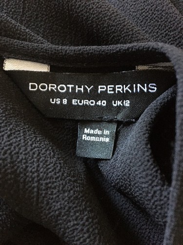 Blusa Top Dorothy Perkins Negra con Volantes Manga Corta Fiesta Ocasión Talla UK 12 - Imagen 4 de 5