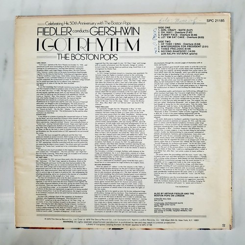 The Boston Pops - I Got Rhythm - Fiedler Conducts Gershwin - LP - Vinyl Record - Picture 5 of 6