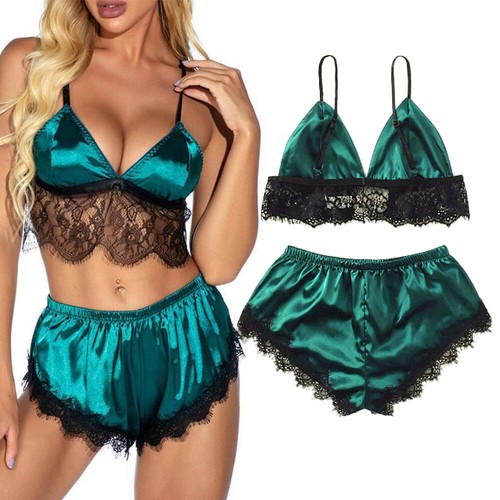 Womens Sexy Satin Lingerie Cami Short Set Nightwear Outfit Pajama Sleepwear Sets - Picture 15 of 24