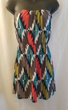 Three Pink Hearts Strapless Dress Juniors XS Gray Multicolor Cinched Waist
