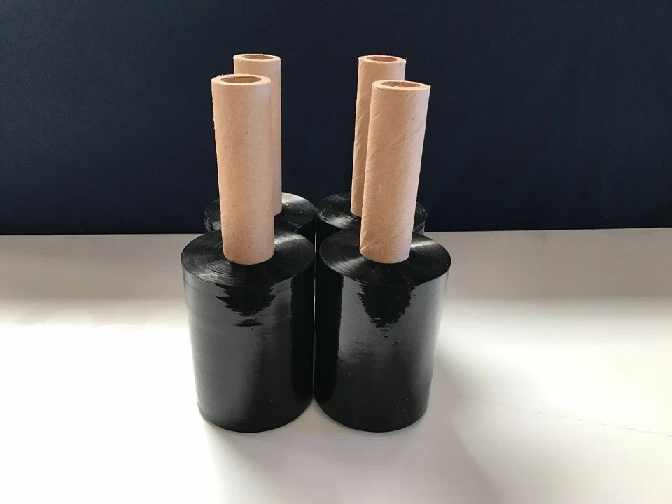 12 Rolls 5" x 1000FT 80 Gauge BLACK Stretch Shrink Film Hand Wrap With Handle - Image 3 of 4