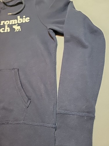 Abercrombie & Fitch Girls Size MED Full Zip Hoodie Sweatshirt Moose Navy Blue - Picture 5 of 12