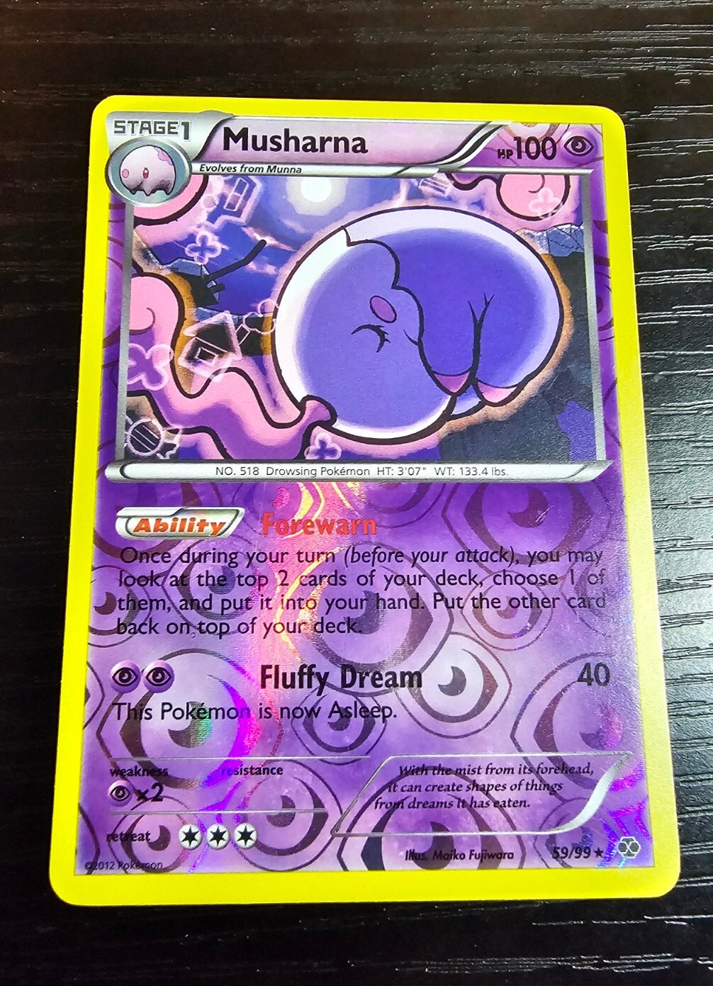 Musharna 59/99 Next Destinies Reverse Holo Rare Pokemon Card - NM/LP