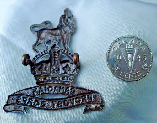 CANADA WW2 OFFICERS BRONZE HAT BADGE: CANADIAN PROVOST CORPS. LUGGED + PIN - Imagen 8 de 8