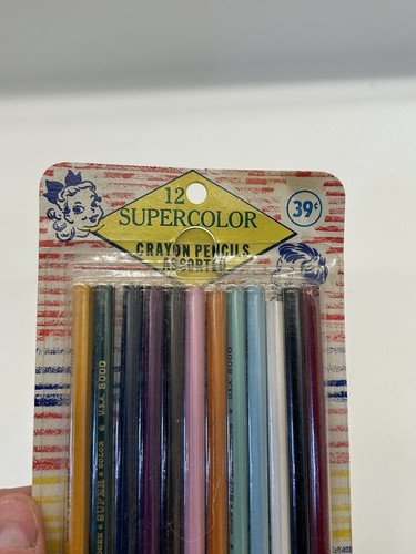 Pencils 12 Supper Colors Vintage Pencil Crayons 1964 In Original Package - Picture 5 of 11