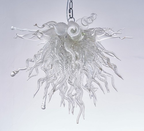 Hand Blown Murano Glass Chandelier Icy Clear Glass Ceiling Light