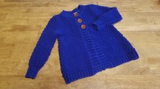 Old Navy Royal Blue Cardigan Sweater Girl's Sz 2T Brown Buttons