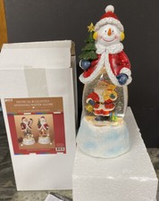 Christmas Snow Globe Water globe SWIRLING MUSICAL Lighted 11  SANTA SNOWMAN NEW