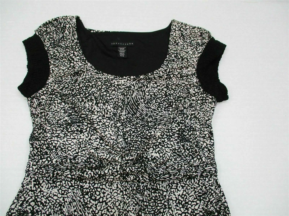 VESTIDO APÓSTROFO Para Mujer Talla M Ajustado Formal Negro Blanco Geo Foto 2 de 4