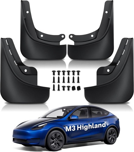 Mud Flaps for Tesla 2025 2024 Model 3 Highland No Drilling/Tape Splash Set of 4