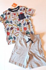Gymboree Boy Size 4 Good Sport Pep Rally Tee Shirt  Gray Knit Shorts Outfit NEW
