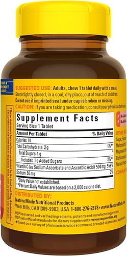 Nature Made Chewable Vitamin C Orange 500 mg , 60 Chewable Tablets - Picture 2 of 10
