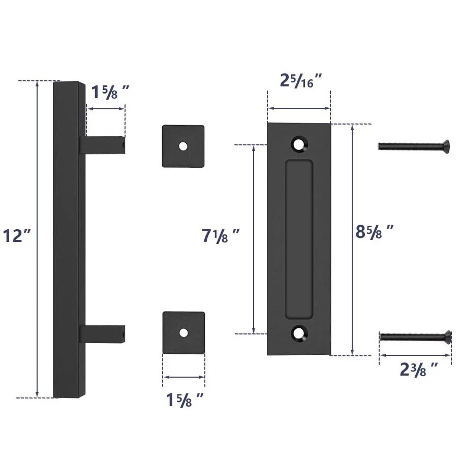 1 Pair 12" Barn Door Handle Sliding Flush Pull Wood Door Gate Stainless Steel - image 2 of 4