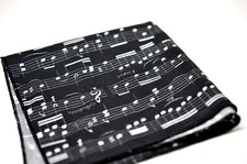 Sheet Music Notes Cotton White Black Handmade Pocket Squares Hanky Handkerchief