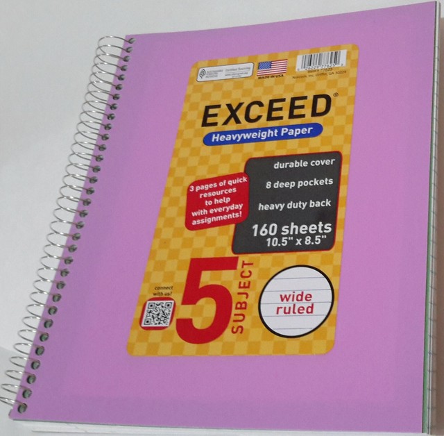 EXCEED 5 SUBJECT Heavyweight Paper 160 Sheets College Ruled Notebook, New eBay