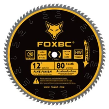 FOXBC 12 Inch Miter Saw Blade 80 Tooth Fine Finish Wood Crosscutting Saw Blade