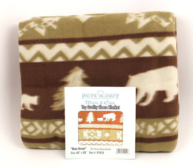 SOLD OUT "Bear Green" Pacific Blanket Trading Company Fleece Blanket eBay
