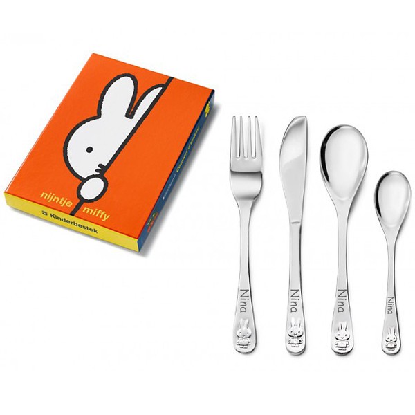 Kinderbesteck Kaninchen 4-Teilig Inklusive Gravur Personalisiert-image