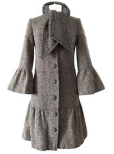 Nanette Lepore Vintage Coat Wool Long Checked Longline Tweed Velvet Designer S 8