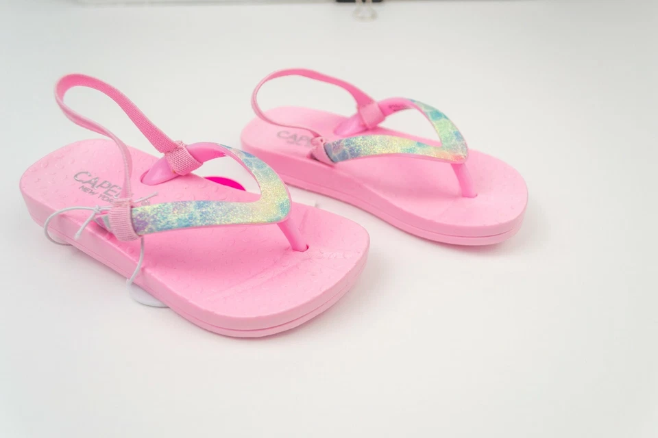 Capelli Of New York Toddler Girls Glitter Mermaid Scale Flip Flop T-Strap Sz 6/7 - Image 3 of 4