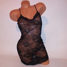 Victoria Secret Lingerie Chemise Slip Small Black Allover Lace Adjustable Straps