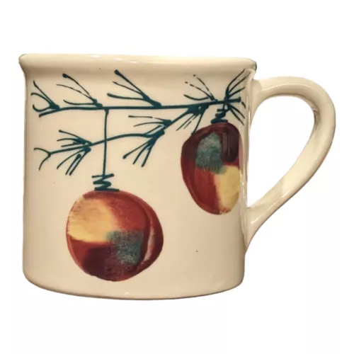 Hartstone Pottery Mug Christmas Ornaments Pine Signed 1982 Vintage Large 14 oz