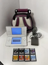 Nintendo DS Light White, With Charger, Bag and 8 games tested works with  game