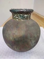 Vtg. Raku vase: signed William K. Turner, studio pottery.