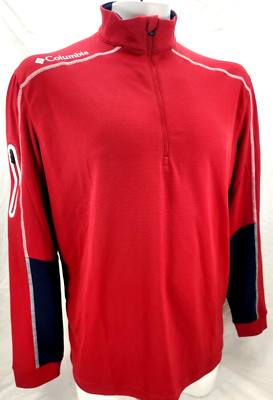 Columbia Omni-Wick Shotgun 2.0 Long Sleeve 1/4 Zip Red white Blue shirt Men's L